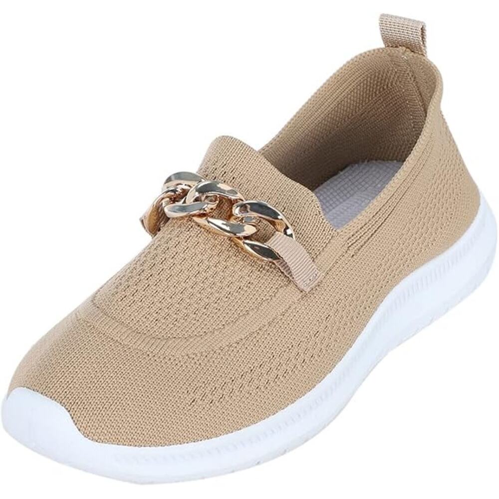 Sneakers Trendy Mesh Loafers Breathable Slip on Shoes Brown Size 9.5US / 41CN